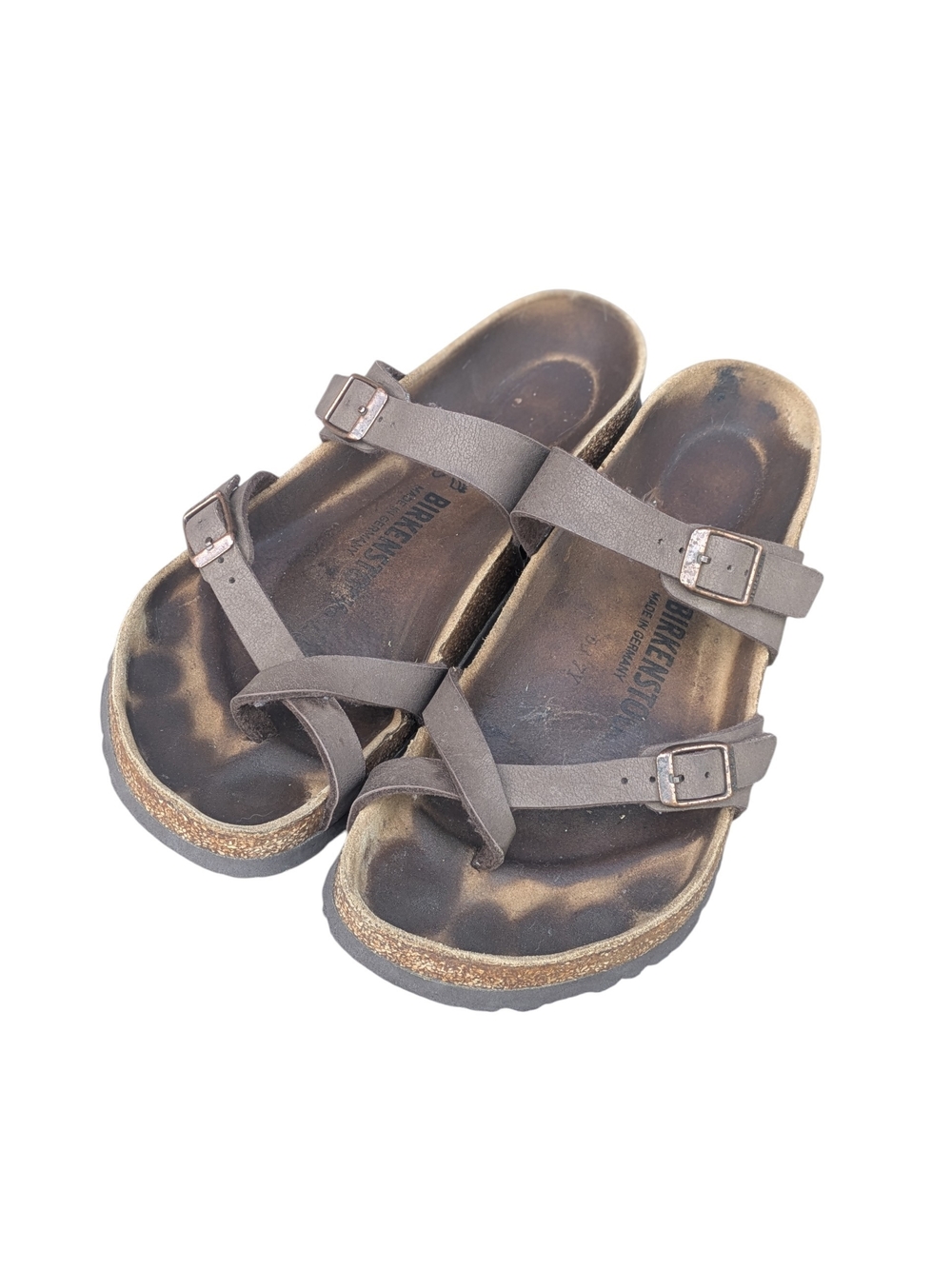 Birkenstock Mayari EU 39 Mocha/Brown Strappy Toe Loop Sandals Cork Footbed